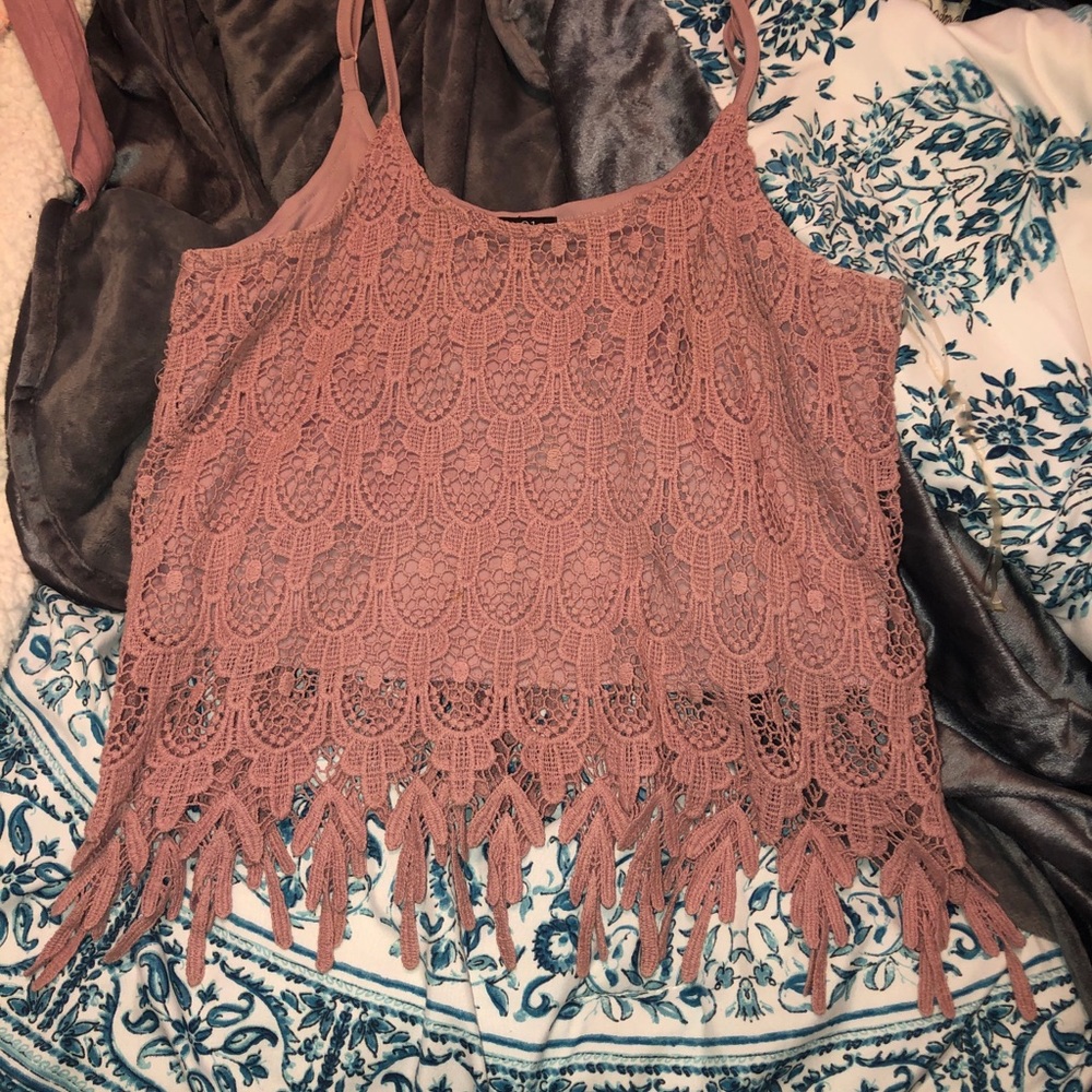 NWOT Pink Lace Tank Top - Picture 3 of 7